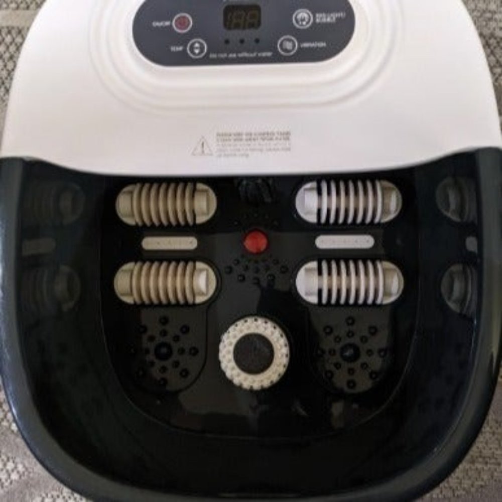 Foot Spa Bath Massager w/ Heat, Bubbles, Vibration & Red Light, 4 Massage Roller